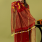 Handwoven Jamdani Silk Cotton Unstitched 2-piece Kurti | Deep Red