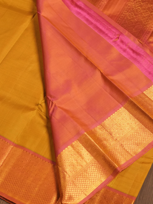 Silk Mark Certified Handloom Kanjivaram Silk Saree  |  Sun Yellow