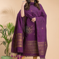 Plum Purple | Handloom Jamdani Linen Unstitched 2-Piece Kurti