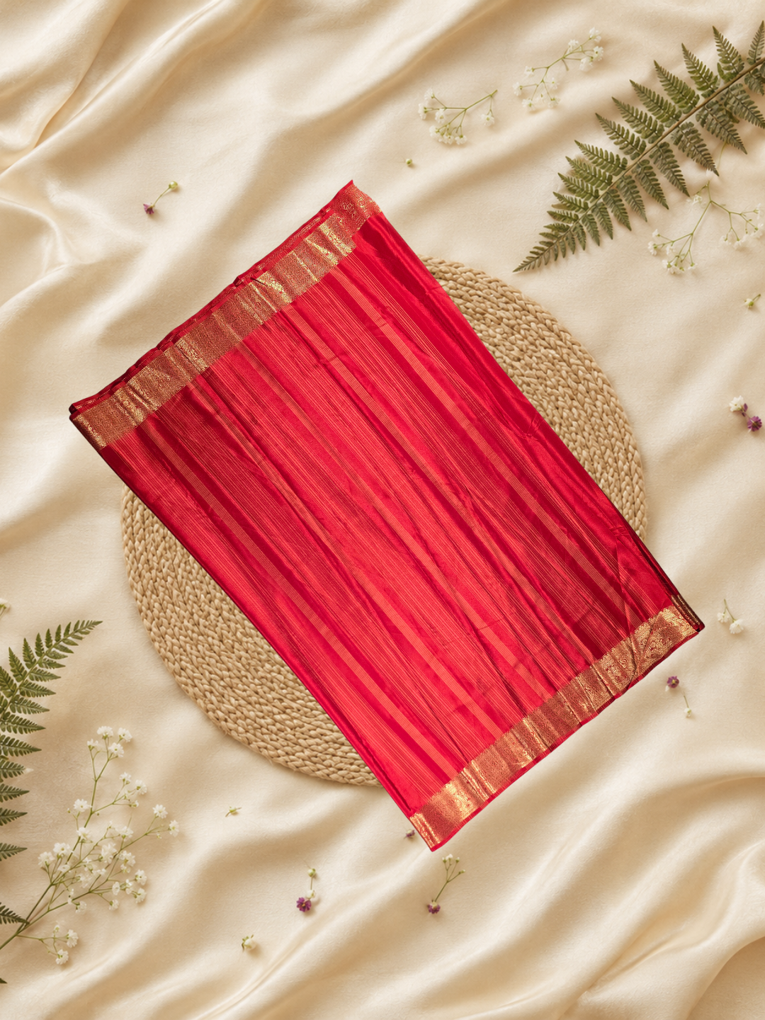 Mysore Silk Saree With Dark Red