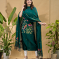 Dark Green Jamdani 2-Piece Set Kurti & Dupatta (UNSTITCHED) -707
