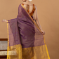 Pure Handloom Silk Tissue Linen Saree | Mauve Purple