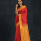 Pure Handloom Korvai Saree | Classic Korvai with small zari buttas | Red and Yellow