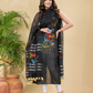 Charcoal Black Muslin Jamdani 2-Pieces Kurti Set Dupatta (UNSTITCHED)-893