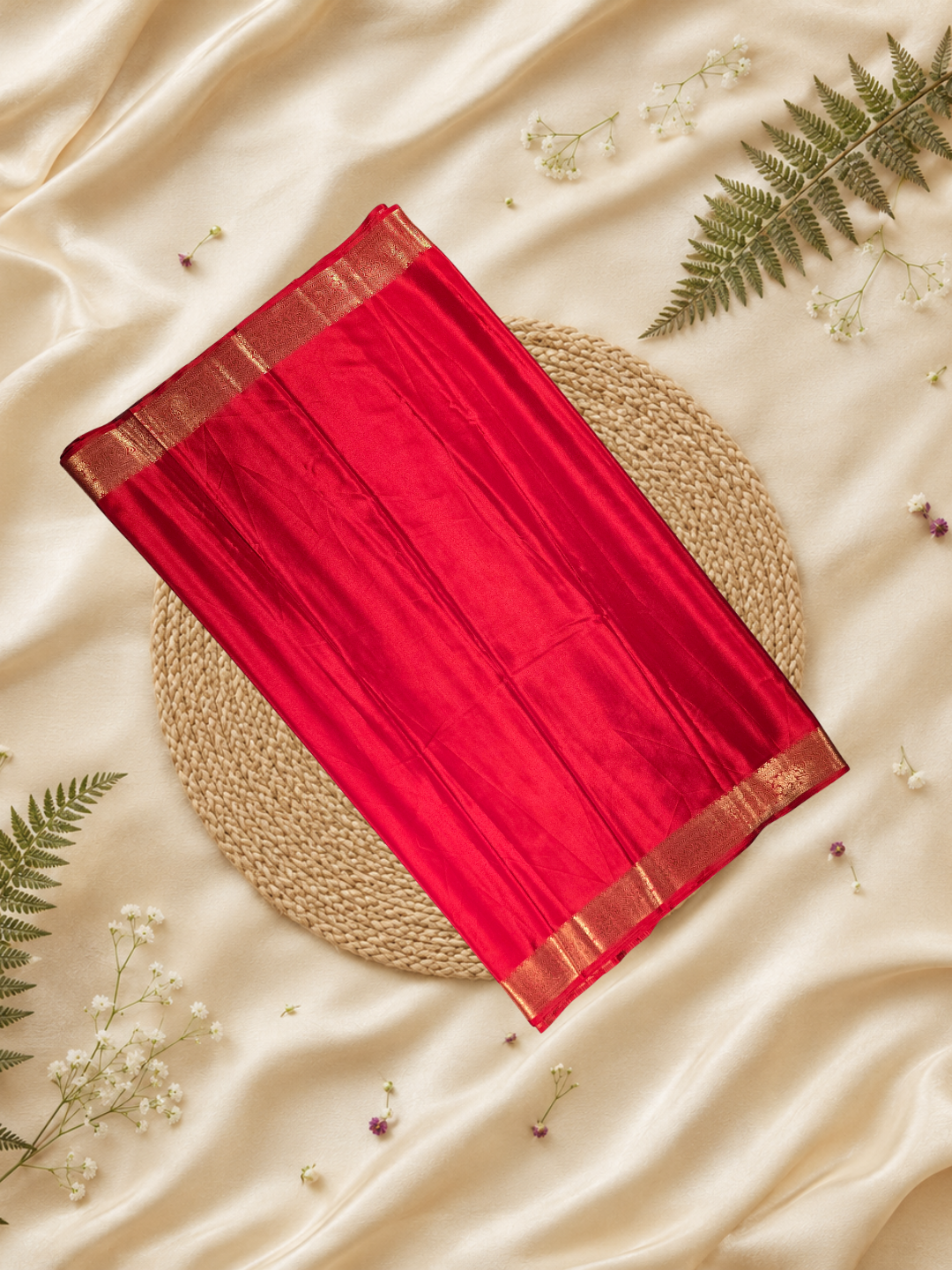 Mysore Silk Saree With Dark Red