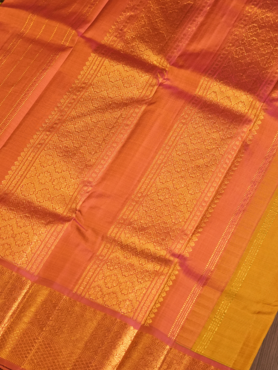 Silk Mark Certified Handloom Kanjivaram Silk Saree  |  Sun Yellow