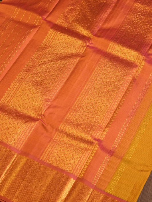 Silk Mark Certified Handloom Kanjivaram Silk Saree  |  Sun Yellow