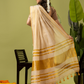Pure Handloom Linen Saree | Pastel Yellow  and Yelllow  | Half and Half style with Contrast Border