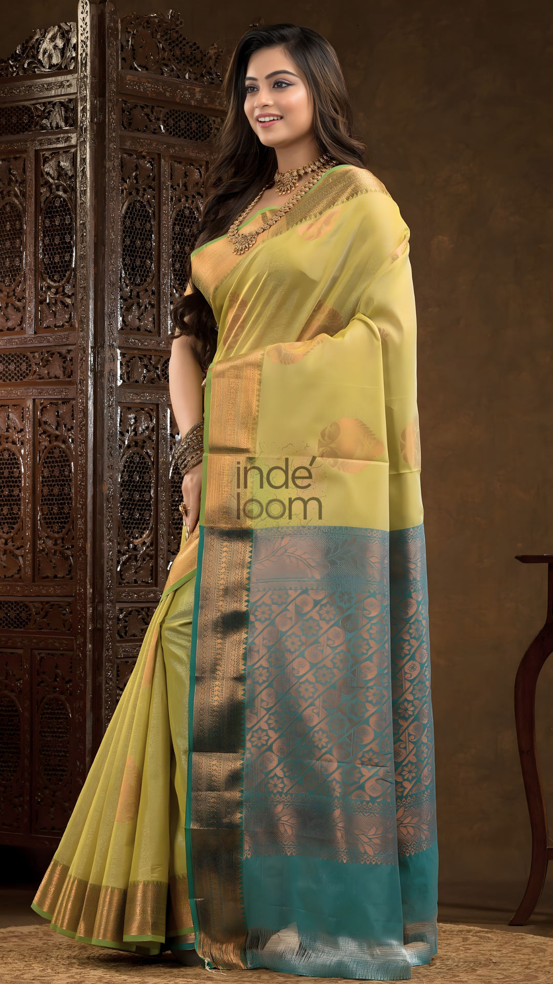 Olive Green Cotton Silk Saree - 005