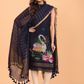 Navy Blue Linen Jamdani 2-Piece Set Kurti & Dupatta (UNSTITCHED) - 057