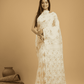 Lace White Cotton Silk Jamdani Saree - 031 - indeloom
