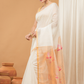 Tissue Muslin Jamdani Saree With Light white And Floral Prints-008