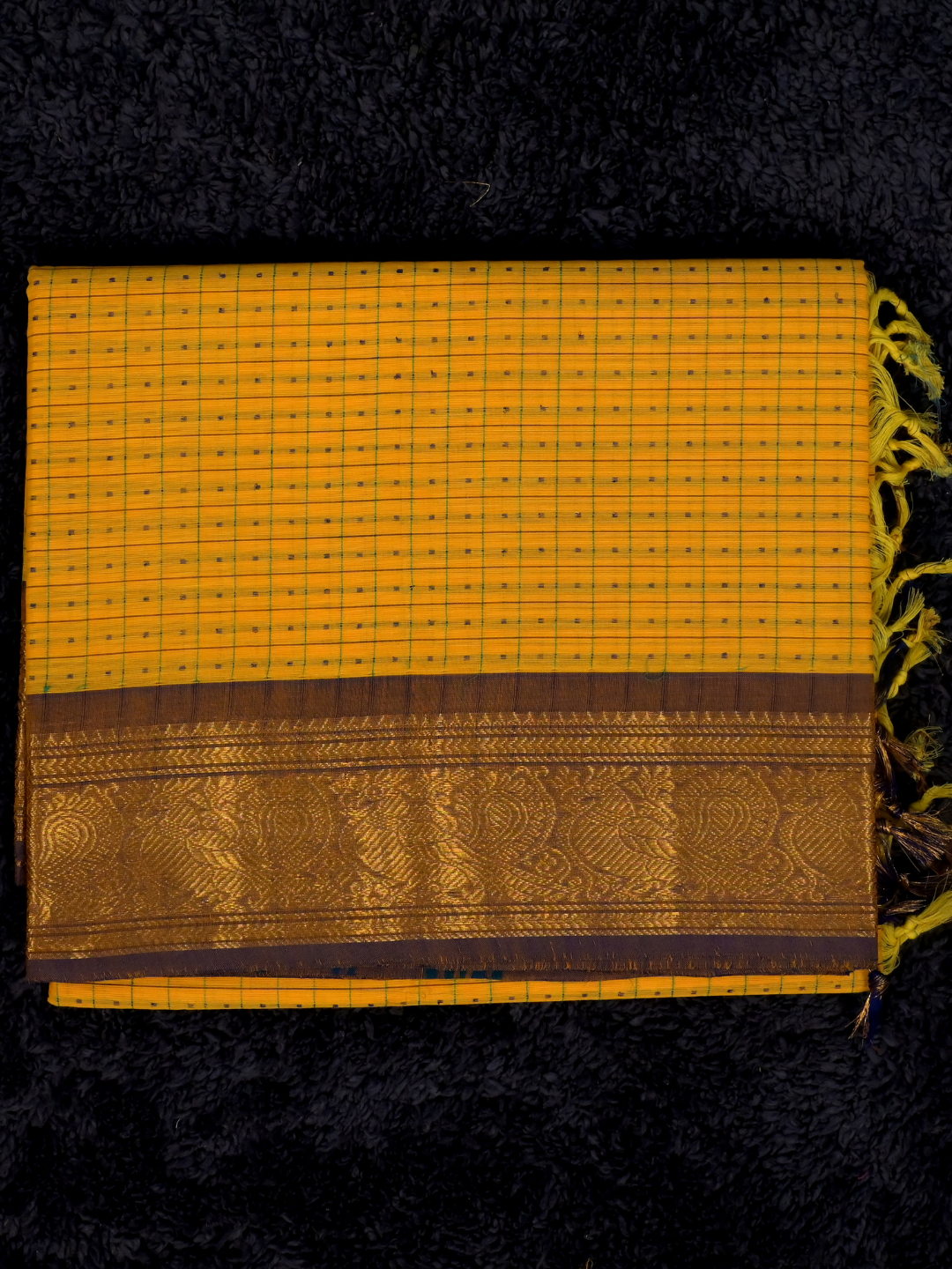 Kanchi Cotton|Marigold Yellow & Purple