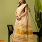 Pure Handloom Linen Saree | Pastel Yellow  and Yelllow  | Half and Half style with Contrast Border
