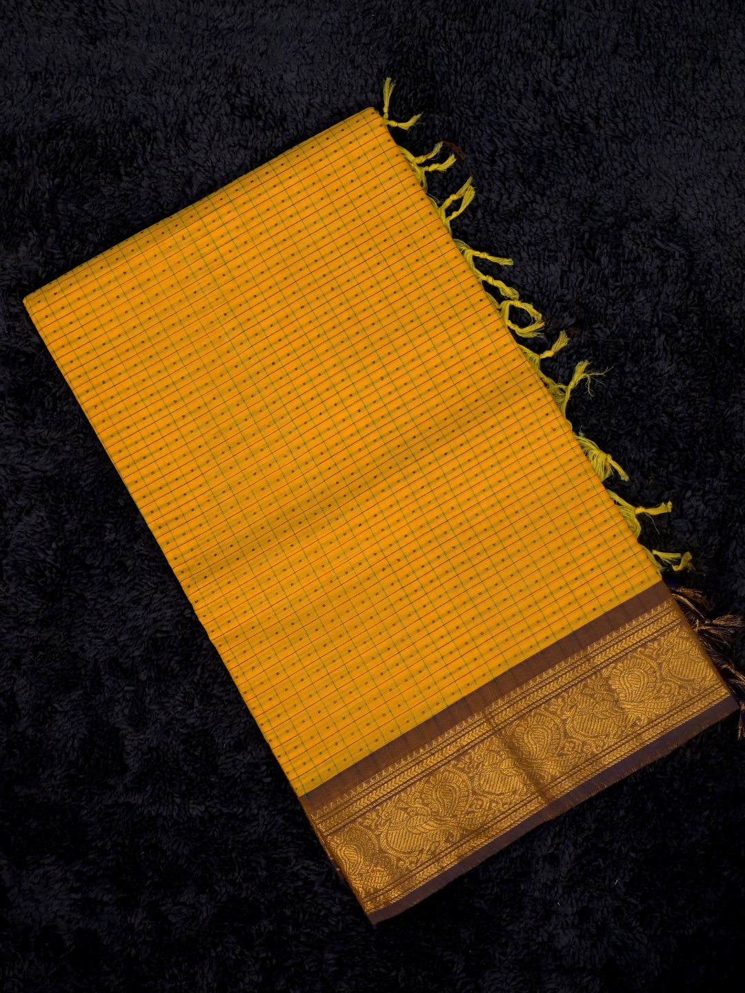Kanchi Cotton|Marigold Yellow & Purple