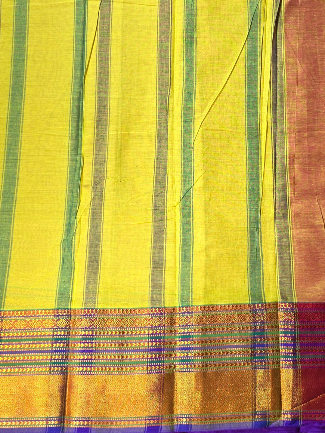 Narayanpet Cotton Saree - Yellow