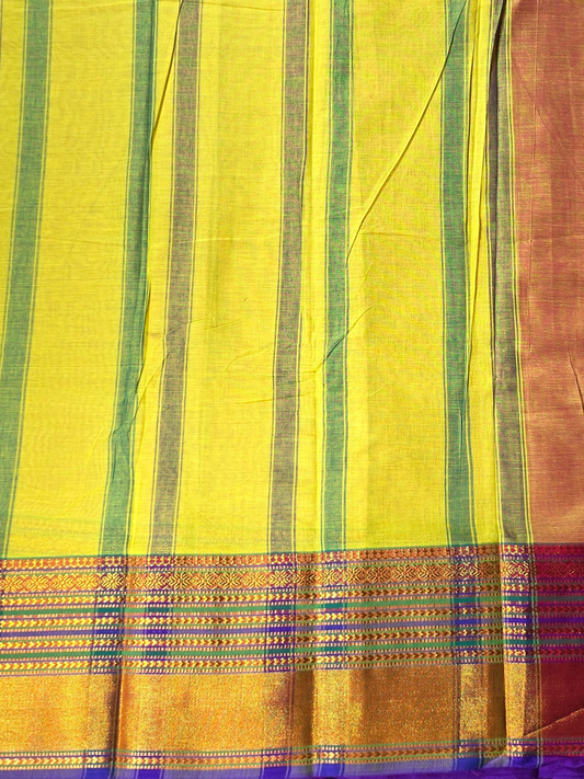 Handloom Narayanpet Cotton Saree | Golden Yellow
