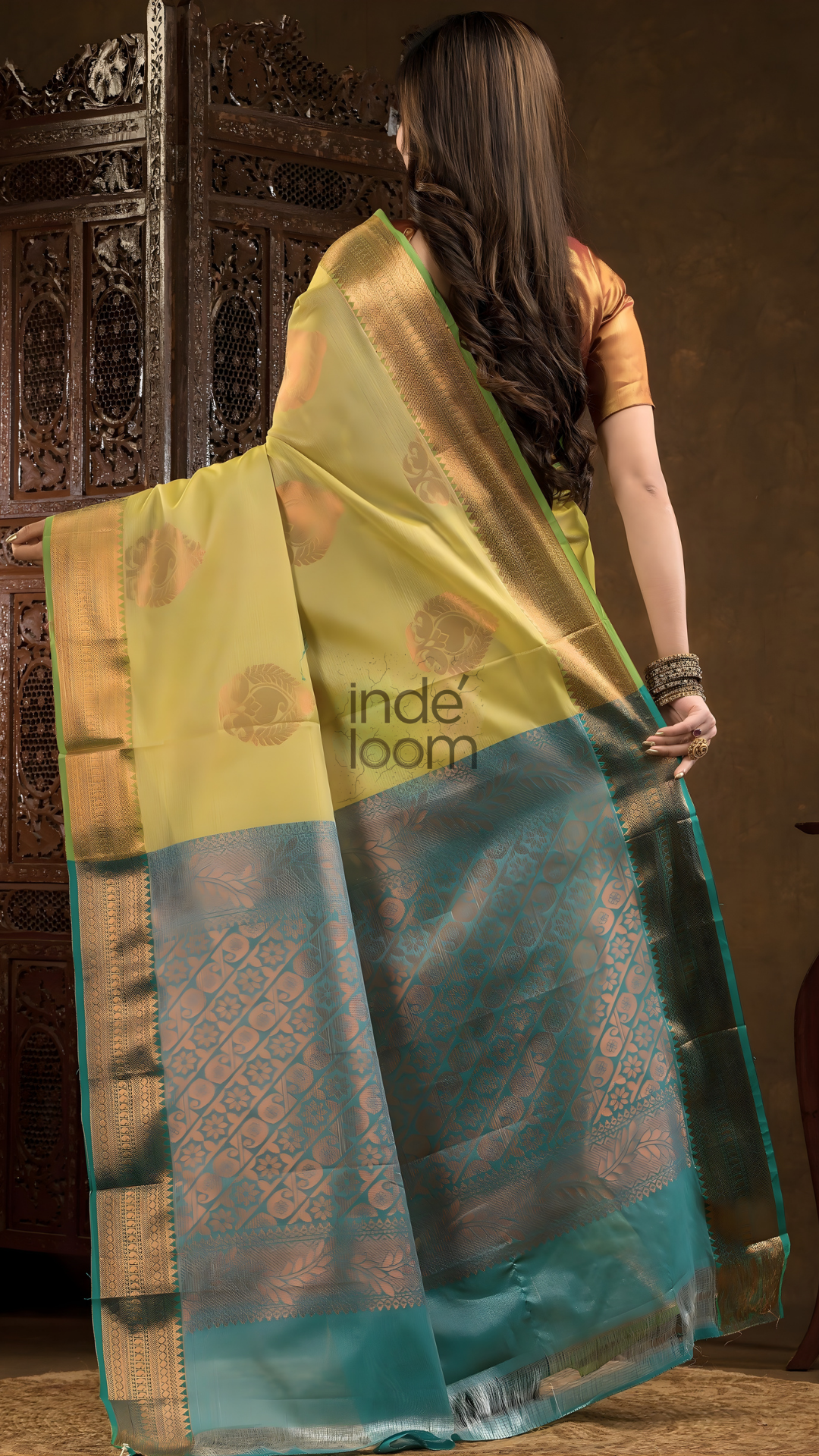 Olive Green Cotton Silk Saree - 005