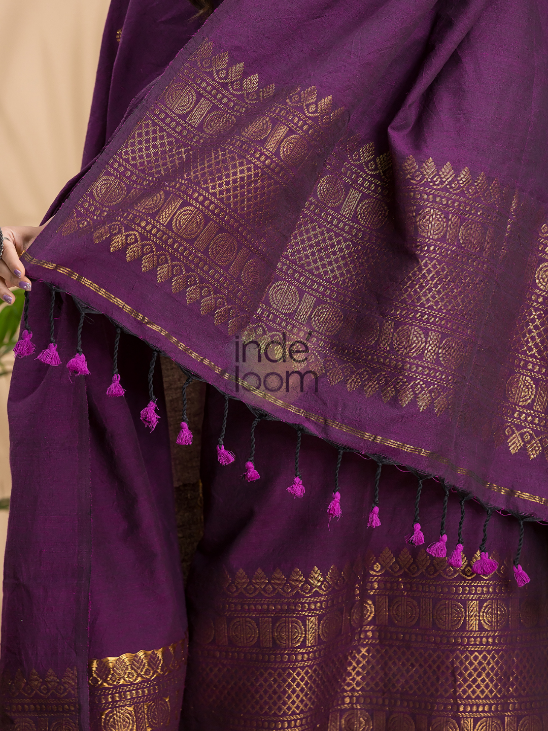 Plum Purple | Handloom Jamdani Linen Unstitched 2-Piece Kurti