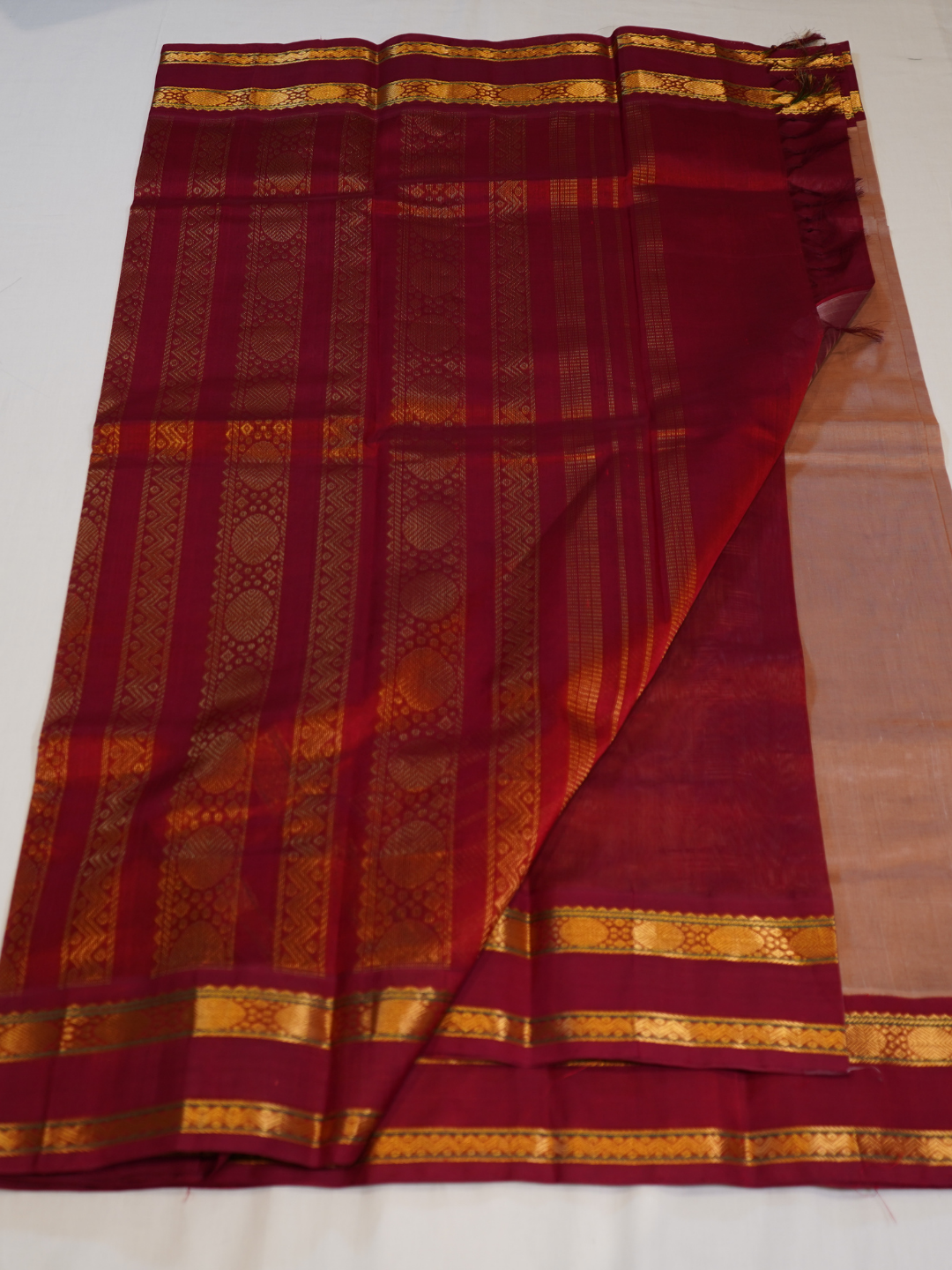 Pure Handloom Korvai Saree | Blood Red