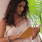 Handwoven Pure Jamdani Muslin Saree  |  Cream Beige