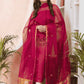 Handwoven Jamdani Tissue Silk Unstitched 2-piece Kurti  |  Fire Orange