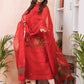 "Classic Red Jamdani 2-Piece Set Kurti & Dupatta (UNSTITCHED) -520 - indeloom"