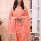 Handwoven Jamdani Muslin Unstitched 2-piece Kurti  |  Tomato Red
