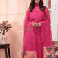 "Hot Pink Paithani Muslin Jamdani 2-Piece Set Kurti & Dupatta (UNSTITCHED) -592 - indeloom"