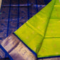 Handloom Korvai Silk Cotton Saree  |  Lime Green