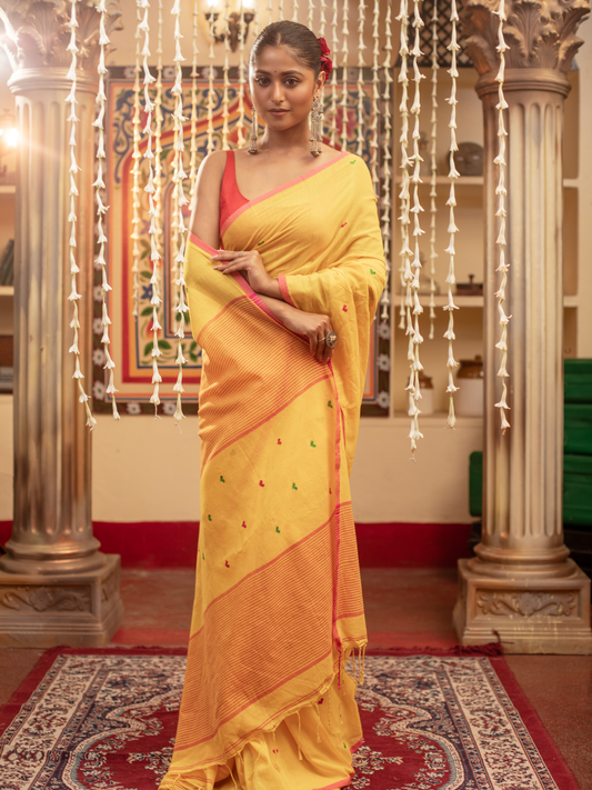 Golden Yellow-Handloom cotton-048