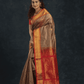 Pure Handloom Korvai Saree | Mayil-Chakram | Grey and Red