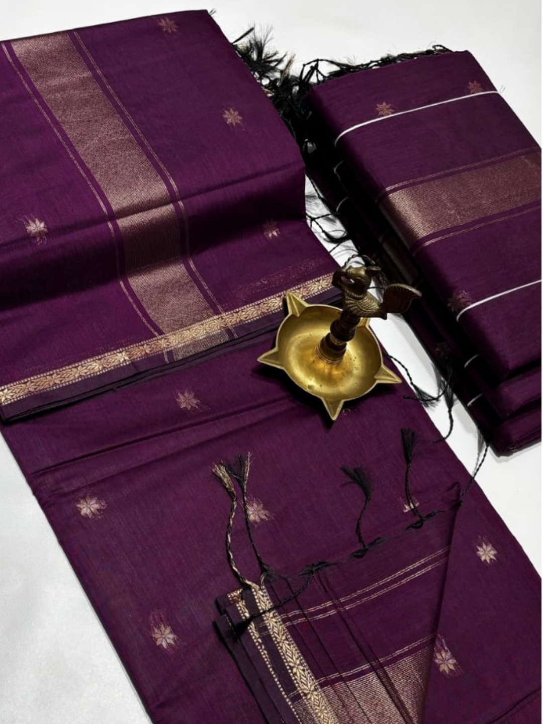 Maheshwari Silk Cotton Saree – Festive Elegance | Deep Plum