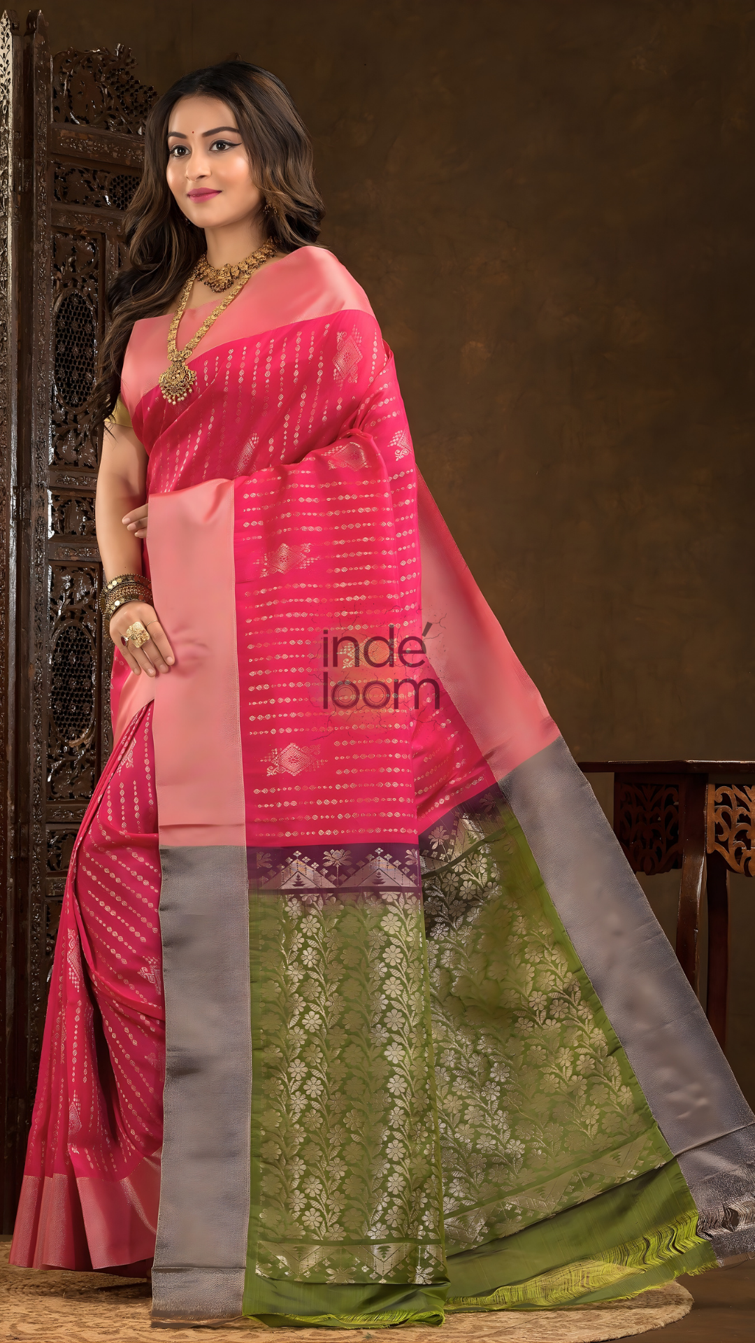 Hot Pink Cotton Silk Saree - 006