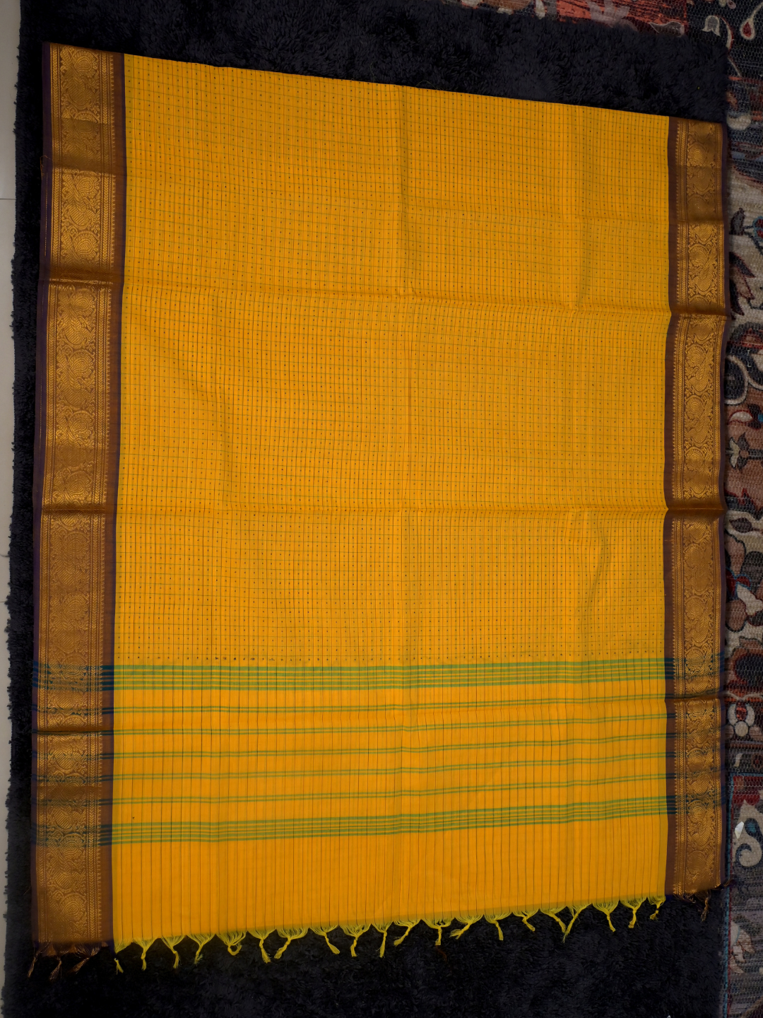 Kanchi Cotton|Marigold Yellow & Purple
