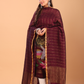 Wine Red Linen Jamdani 2-Piece Set Kurti & Dupatta (UNSTITCHED) - 075