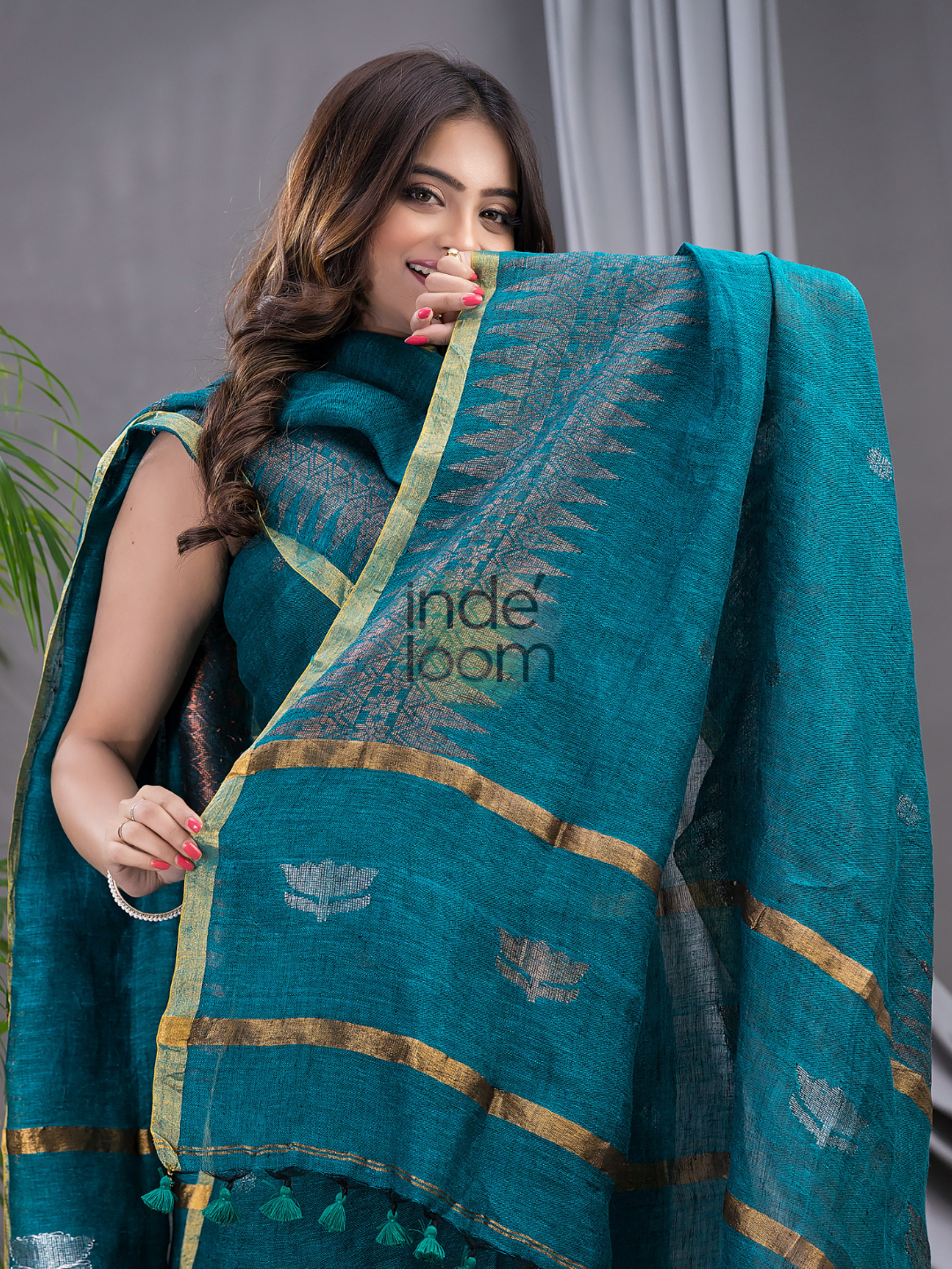 Teal Blue Linen X Linen 2-Piece Set Kurti & Dupatta (UNSTITCHED) - 111