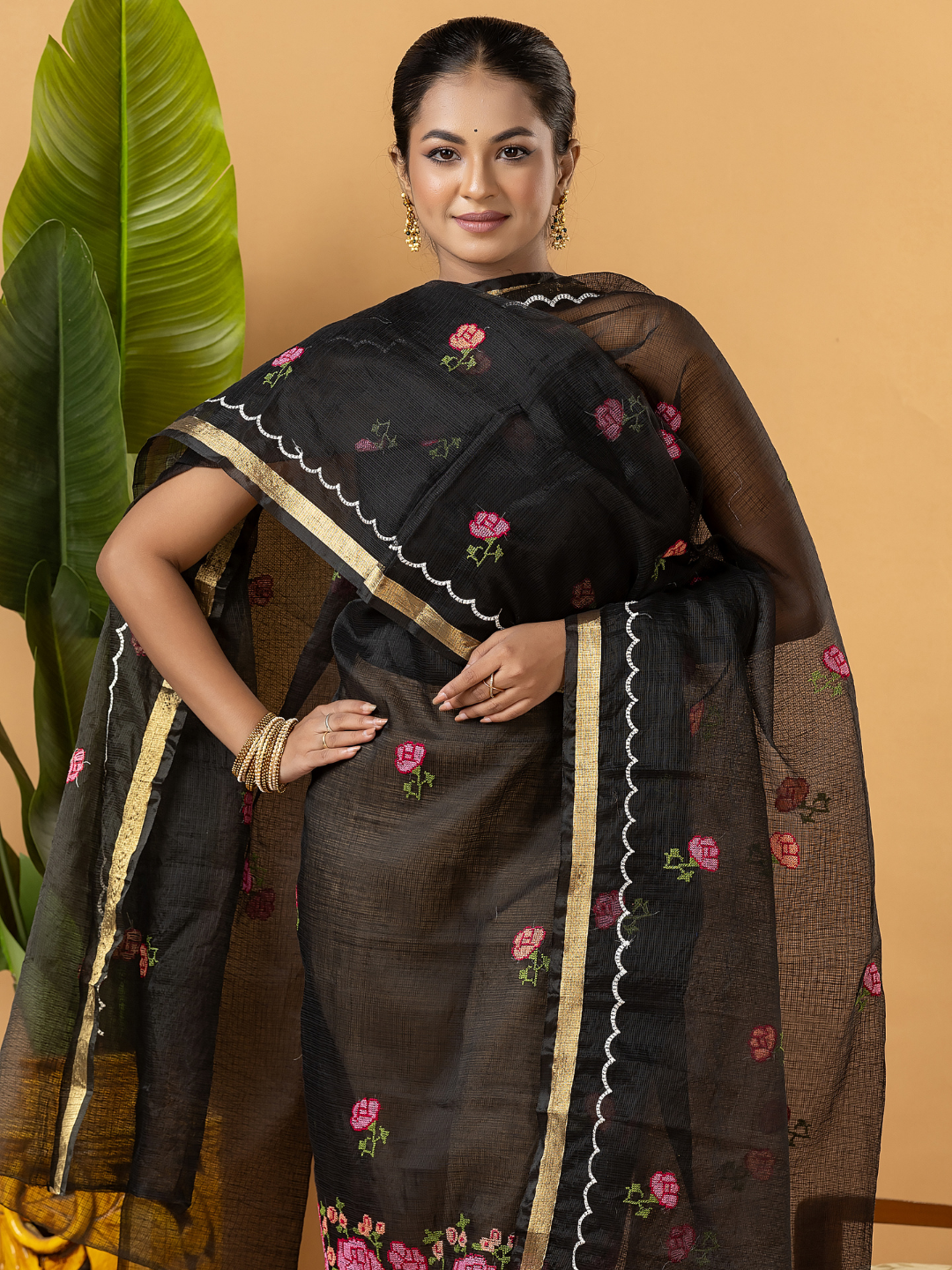 Classic Kota Doria Cotton Unstitched 2-Piece Kurti | Black
