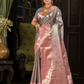Rajatvata  -  Lava grey silk with warm pink-gold zari border