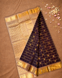 Pure Handloom Korvai Saree |Dark Brown