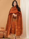 Tenne Orange color Jamdani 2-Piece Set Kurti & Dupatta (UNSTITCHED) - 148