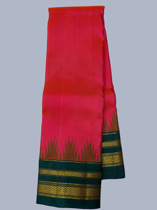 Pure Handwoven Gadwal Silk Saree With Deep Pink - 032