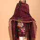 Wine Red Linen Jamdani 2-Piece Set Kurti & Dupatta (UNSTITCHED) - 075