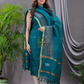 Teal Blue Linen X Linen 2-Piece Set Kurti & Dupatta (UNSTITCHED) - 111