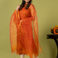 Handwoven Jamdani Muslin Unstitched 2-piece Kurti | Burnt Orange