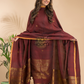 Umber Brown Organic Linen 2-Piece Set Kurti & Dupatta (UNSTITCHED) - 012