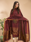 Umber Brown Organic Linen 2-Piece Set Kurti & Dupatta (UNSTITCHED) - 012