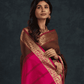 Pure Handloom Korvai Saree | Classic Korvai | Red and Brown