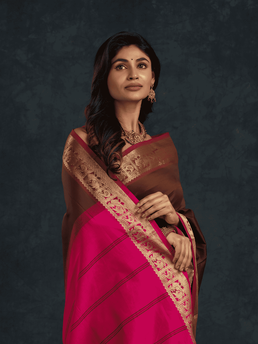 Pure Handloom Korvai Saree | Classic Korvai | Red and Brown