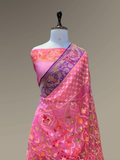 Pure Banarasi Exclusive Ektara Kora JAMDANI Tilfi saree  | Pink
